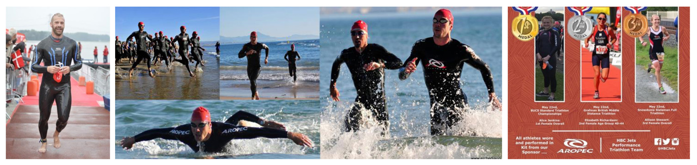 Professional triathlon team using Aropec Sports suits
